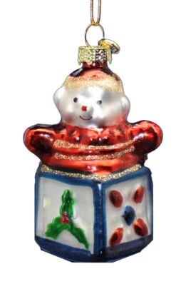 Kurt Adler 3 Inch Boxed Glass Ornament - Jack In The Box - Red