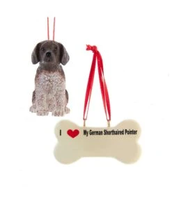 Kurt Adler I Love My German Shorthaired Pointer With Dog Bone Ornaments