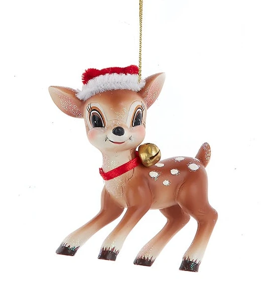 Kurt Adler Deer With Christmas Hat Ornament - 4 Kurt Adler Deer With Christmas Hat Ornament - - Image 4
