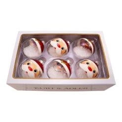 Kurt Adler Painted Glass 80mm Ball Ornament 6 Piece Set