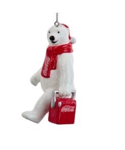 Kurt Adler Coca-Cola Polar Bear With Cooler Ornament