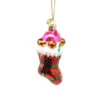 Kurt Adler 3 Inch Boxed Glass Ornament - Stocking - Red/Green