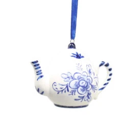 Kurt Adler Porcelain Blue Teapot Ornament - Short