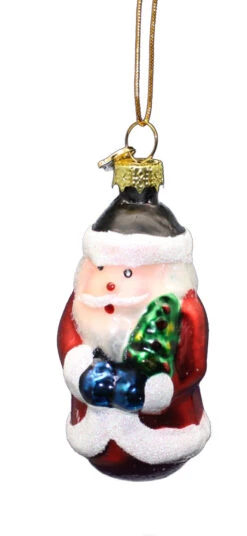 Kurt Adler 3 Inch Boxed Glass Ornament - Santa With Tree