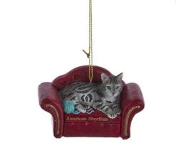 Kurt Adler Cat On Red Sofa Ornament - -Festive Ornaments Deals utjb2cfdw8fgewrvc2va