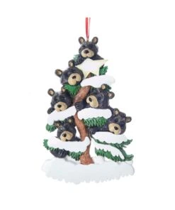 Kurt Adler Bear Family On Tree Ornament - Family Of 6