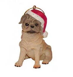 Kurt Adler Dog In A Santa Hat Ornament - Pug
