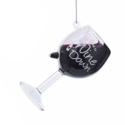 Kurt Adler Glass Wine Glass Ornament - It's Time To Wine Down