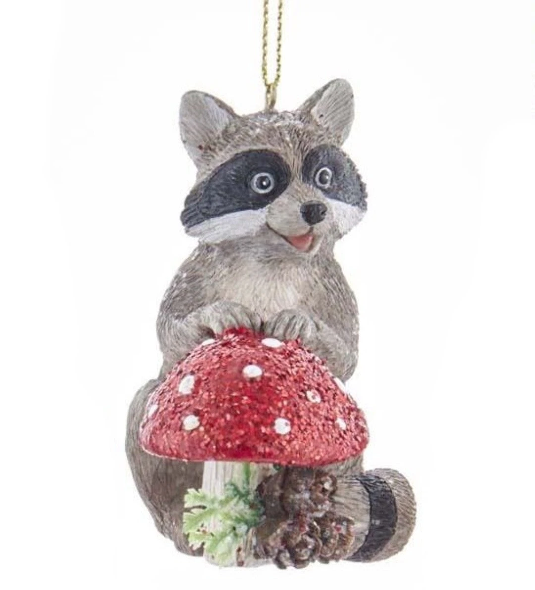 Kurt Adler Woodland Animal With Mushrooms Ornament - Raccoon 1 Kurt Adler Woodland Animal With Mushrooms Ornament - Raccoon