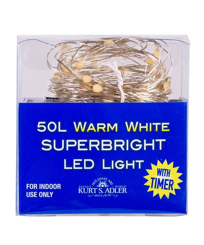 Kurt Adler 50-Light Battery-Operated Warm White Superbright LED Light Set 1 Kurt Adler 50-Light Battery-Operated Warm White Superbright LED Light Set