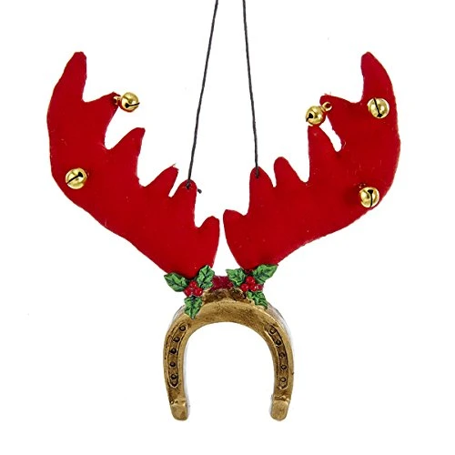 Kurt Adler 4 Inch Deer Antler Horseshoe Fabric Christmas Ornament 1 Kurt Adler 4 Inch Deer Antler Horseshoe Fabric Christmas Ornament