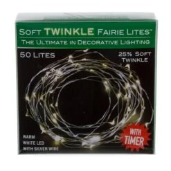 Kurt Adler 50-Light Battery-Operated Warm White Twinkle Fairy Silver Wire Lights