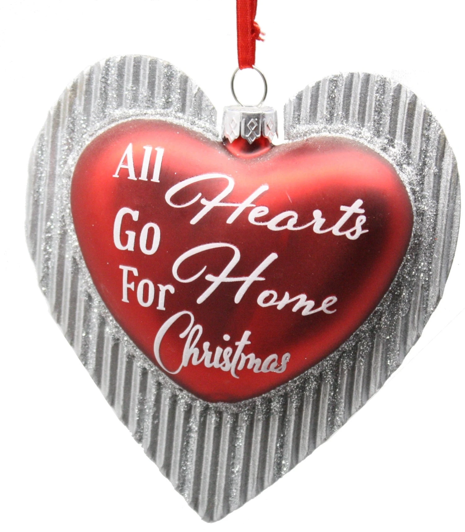 Kurt Adler Glass Glitter Heart With Sayings Ornament - Home 1 Kurt Adler Glass Glitter Heart With Sayings Ornament - Home