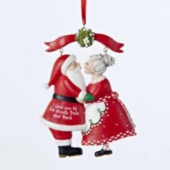 Kurt Adler Mr & Mrs Santa Under Mistletoe