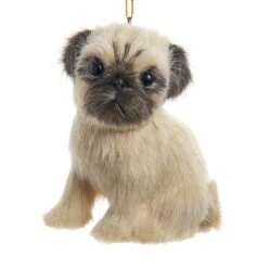 Kurt Adler Furry Dog Ornament - Pug