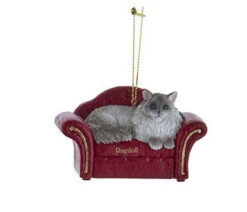 Kurt Adler Cat On Red Sofa Ornament -