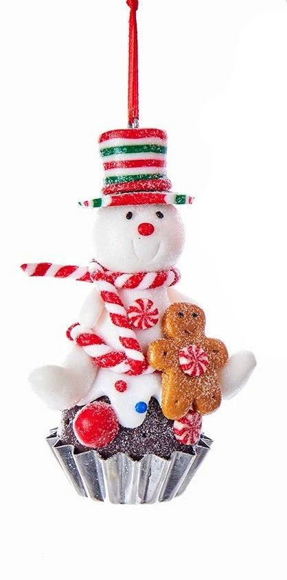 Kurt Adler Gingerbread Cupcake Ornament - Snowman 2 Kurt Adler Gingerbread Cupcake Ornament - Snowman - Image 2