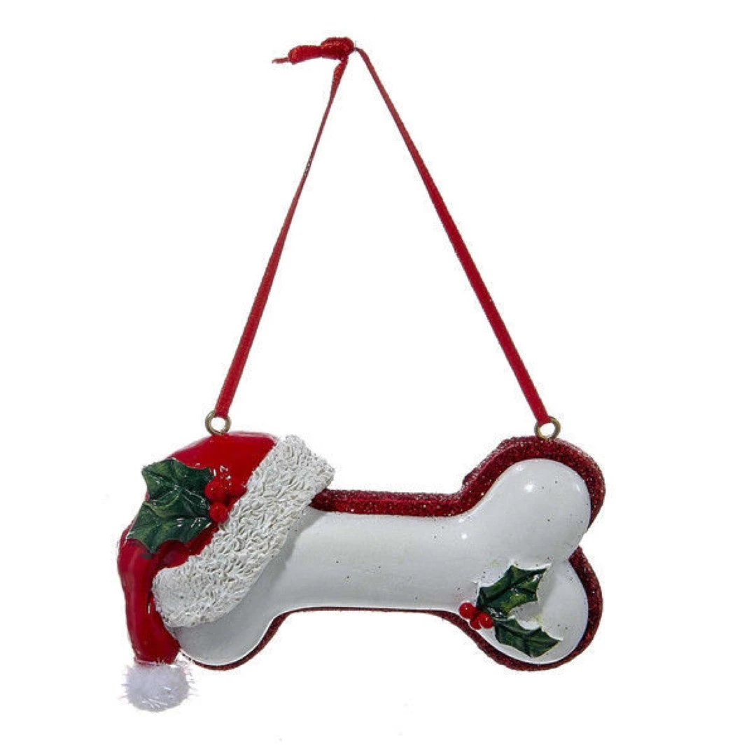 Kurt Adler Dog Bone Ornaments - Santa Hat 1 Kurt Adler Dog Bone Ornaments - Santa Hat