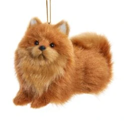Kurt Adler Furry Dog Ornament - Pomeranian