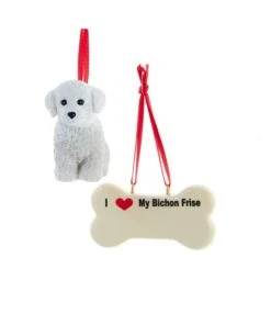 Kurt Adler I Love My Bichon Frise With Dog Bone Ornaments -Festive Ornaments Deals yaifadolvcwxzbcxfctb