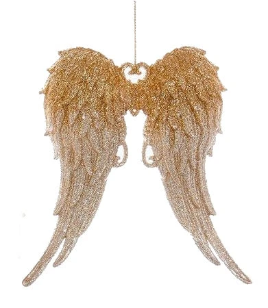 Kurt Adler Gold And Silver Glitter Angel Wings Acrylic Ornament - 1 Kurt Adler Gold And Silver Glitter Angel Wings Acrylic Ornament -