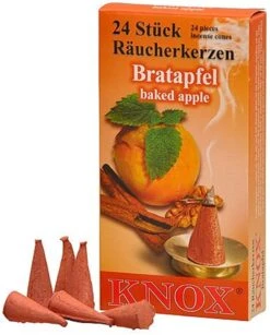 Kurt Adler Knox German Scented Incense Cones (Pack Of 24) - Baked Apple