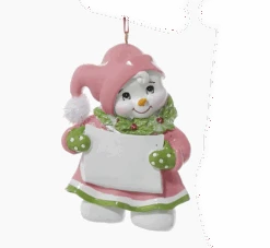 Kurt Adler Snow Kid Ornament - Girl - Pink Hat