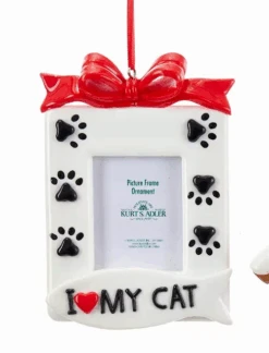 Kurt Adler 5.25 Inch Pet Picture Frame Ornament - Cat