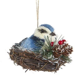 Kurt Adler Bluebird Sitting In A Nest - Ornament