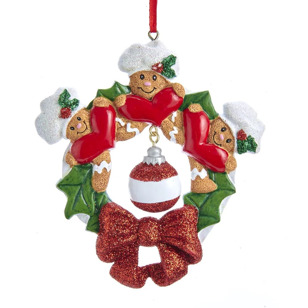 Kurt Adler Gingerbread Wreath Ornament - Family Of 3 5 Kurt Adler Gingerbread Wreath Ornament - Family Of 3 - Image 5