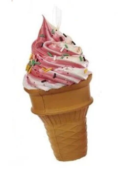 Kurt Adler Foam Ice Cream Cone Ornament - Rasberry Swirl With Jimmies
