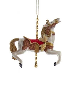Kurt Adler Resin Carousel Ornament - Brown & White Horse