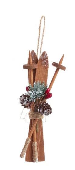 Kurt Adler Wooden Skis With Holiday Décor Ornament - -Festive Ornaments Deals zem3q3bvwbdjwc3zapjb