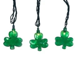 Kurt Adler UL 10-Light Shamrock Light Set With Green Wire