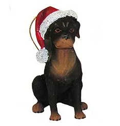 Kurt Adler Dog In A Santa Hat Ornament - Rottweiler