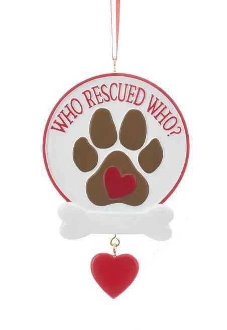 Kurt Adler Rescue Dog Sign Ornament - Who Rescued Who 2 Kurt Adler Rescue Dog Sign Ornament - Who Rescued Who - Image 2